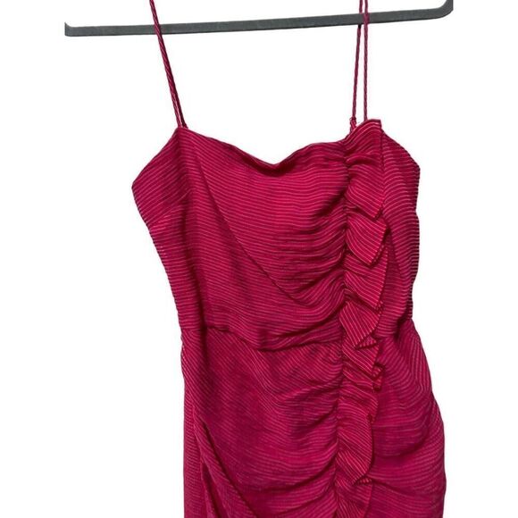 Keepsake the Label Ruched Ruffled Red White Striped Cami Midi Dress Size S - Picture 3 of 14